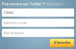 Capture d'écran du formulaire d'inscription du site Twitter